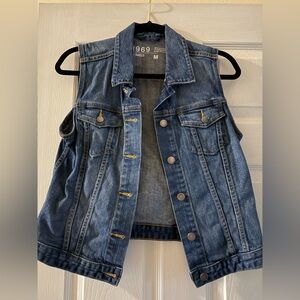 GAP Blue Denim Button-Up Vest
